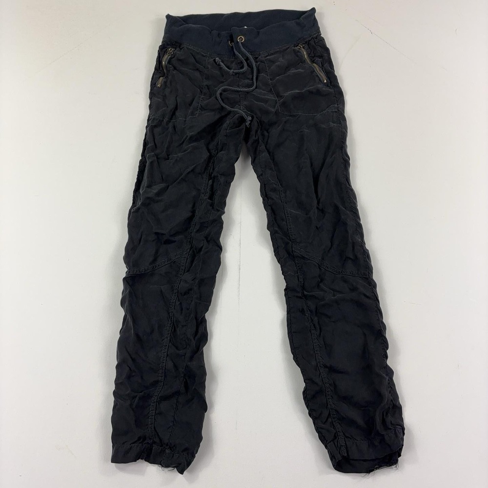 XCVI Pants Womens S Black Jogger Elastic Waist Zip Pockets Cuffed Stretch Twill